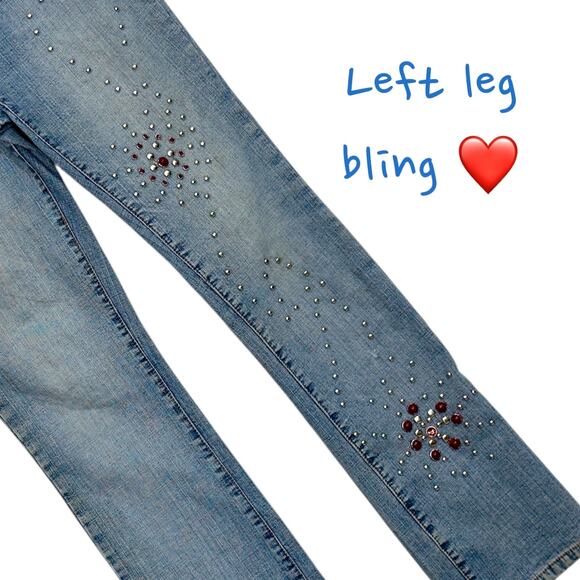 Vintage Y2k Light Wash Boot Jeans Womens 7-8 (29x31) Studded McBling Denim Rodeo - Picture 1 of 12